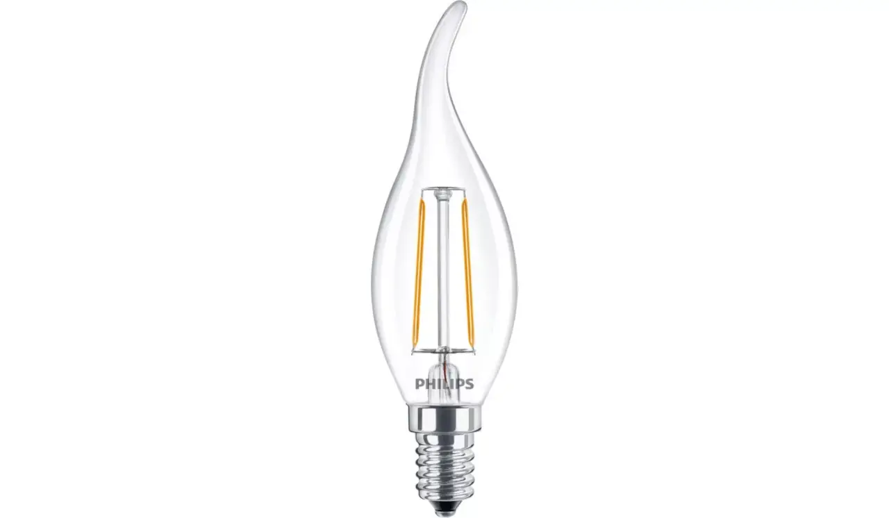 Philips LED Verlichting | Officieel distributeur CorePro LED candle E14 gebogen punt Filament Helder 2W 250lm - 927 Zeer Warm Wit | - Niet Dimbaar - Vervangt 25W