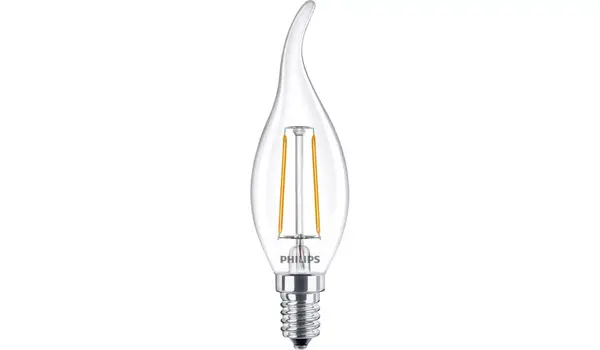 Philips LED Verlichting | Officieel distributeur CorePro LED candle E14 gebogen punt Filament Helder 2W 250lm - 927 Zeer Warm Wit | - Niet Dimbaar - Vervangt 25W