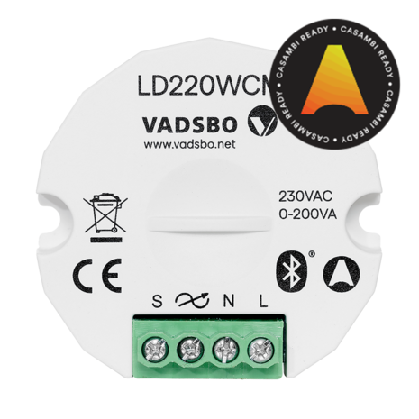 Casambi Casambi LED Dimmer - 220W - Vadsbo | Triac  LD220WCM (200VA) Casambi Casambi LED Dimmer - 220W - Vadsbo | Triac  LD220WCM (200VA)