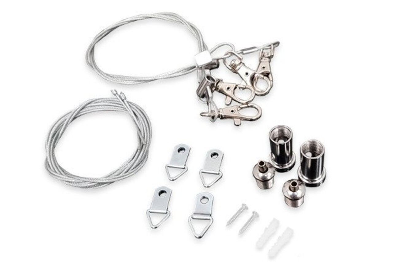 LCB LED Europe LED paneel opbouw - Ophangsysteem Type B met 4 staaldraden van 1 meter en karabijn sluiting LCB LED Europe LED paneel opbouw - Ophangsysteem Type B met 4 staaldraden van 1 meter en karabijn sluiting