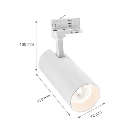 Spectrum voor de installateur  LED Railspot 3-Fase Spot Andromeda Wit 25W 3200lm 36D - 930 Warm Wit | Goede Kleurweergave