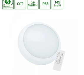 Spectrum voor de installateur LED Plafond/wand armatuur IP65 - NOOD & Sensor - 24W 3480Lm / 30W 4350Lm  Dipswitch | 830-840-865 CCT Lichtkleur instelbaar | Stepdim Ø320mm