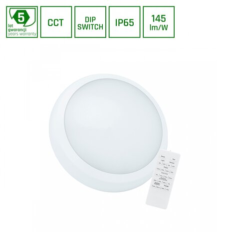 Spectrum voor de installateur LED Plafond/wand armatuur IP65 - NOOD & Sensor - 24W 3480Lm / 30W 4350Lm  Dipswitch | 830-840-865 CCT Lichtkleur instelbaar | Stepdim Ø320mm