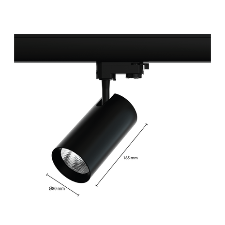 LCB LED Europe  3-Fase LED Railspot - 3000K - 20W - Zwart - 40°