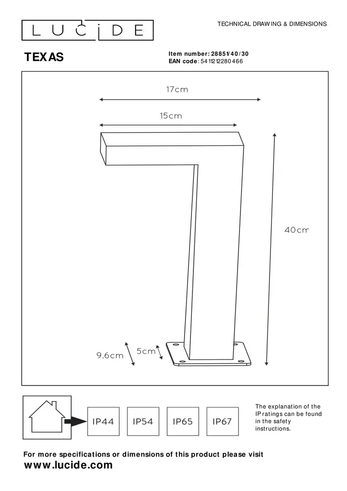 Lucide Lucide TEXAS - Sokkellamp - LED - 1x7W 3000K - IP54 - Antraciet Lucide Lucide TEXAS - Sokkellamp - LED - 1x7W 3000K - IP54 - Antraciet