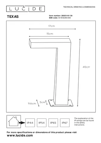 Lucide Lucide TEXAS - Sokkellamp - LED - 1x7W 3000K - IP54 - Antraciet Lucide Lucide TEXAS - Sokkellamp - LED - 1x7W 3000K - IP54 - Antraciet