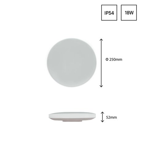 Spectrum voor de installateur: Betaalbare kwaliteit en veelzijdige LED-oplossingen LED plafonnière Nymphea IP54 - 250MM -  18W 2050Lm - 3000K 830 Warm Wit - MV sensor