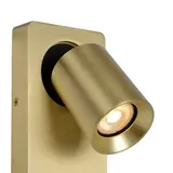 Lucide LED Wandspot Nigel - Dimbaar - GU10 - 1x5W 2200K/3000K - Met USB oplaadpunt - GOUD