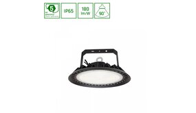 Spectrum voor de installateur LED Highbay IP65 - Zwart PLATEO 3 - 200W 36000Lm - Nood batterij 2H - 4000K 840 Helder Wit -  Dali Dimbaar - 90 Graden lens