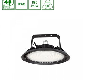 Spectrum voor de installateur LED Highbay IP65 - Zwart PLATEO 3 - 200W 36000Lm - Nood batterij 2H - 4000K 840 Helder Wit -  Dali Dimbaar - 90 Graden lens