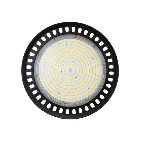 Spectrum LED Highbay IP65 - Zwart PLATEO 3 - 200W 36000Lm - Nood batterij 2H - 4000K 840 Helder Wit -  Dali Dimbaar - 90 Graden lens