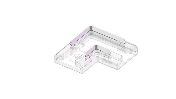LCB LED LED COB strip verbinding 2 Pin  - L stuk - Hoek connector voor enkelkleurige strip - 8mm transparant