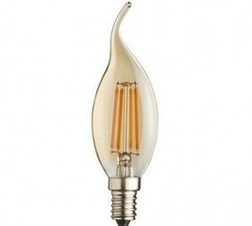 LCB LED Europe  LED Filament lamp dimbaar - E14 C37 - 5W vervangt 40W - 2200K extra warm wit licht