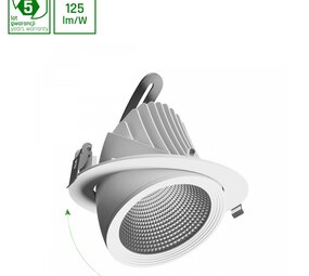 Spectrum voor de installateur LED Downlight Banaanspot - Wit -  SAL 2 -  40W 125Lm / W - 830 3000K - Kantelbaar - 50 Graden