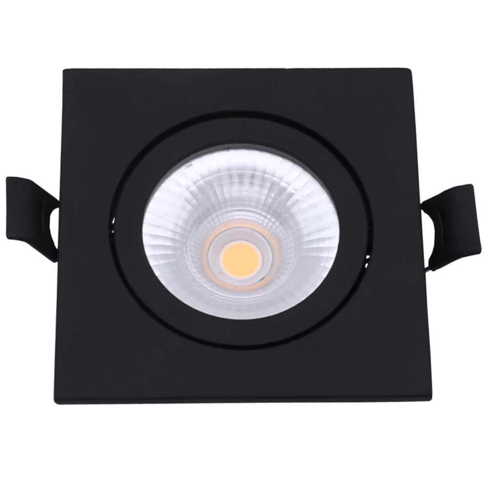 LCB LED Europe  LED inbouwspot vierkant zwart Dimbaar - 6W vervangt 50W - 2700K warm wit licht