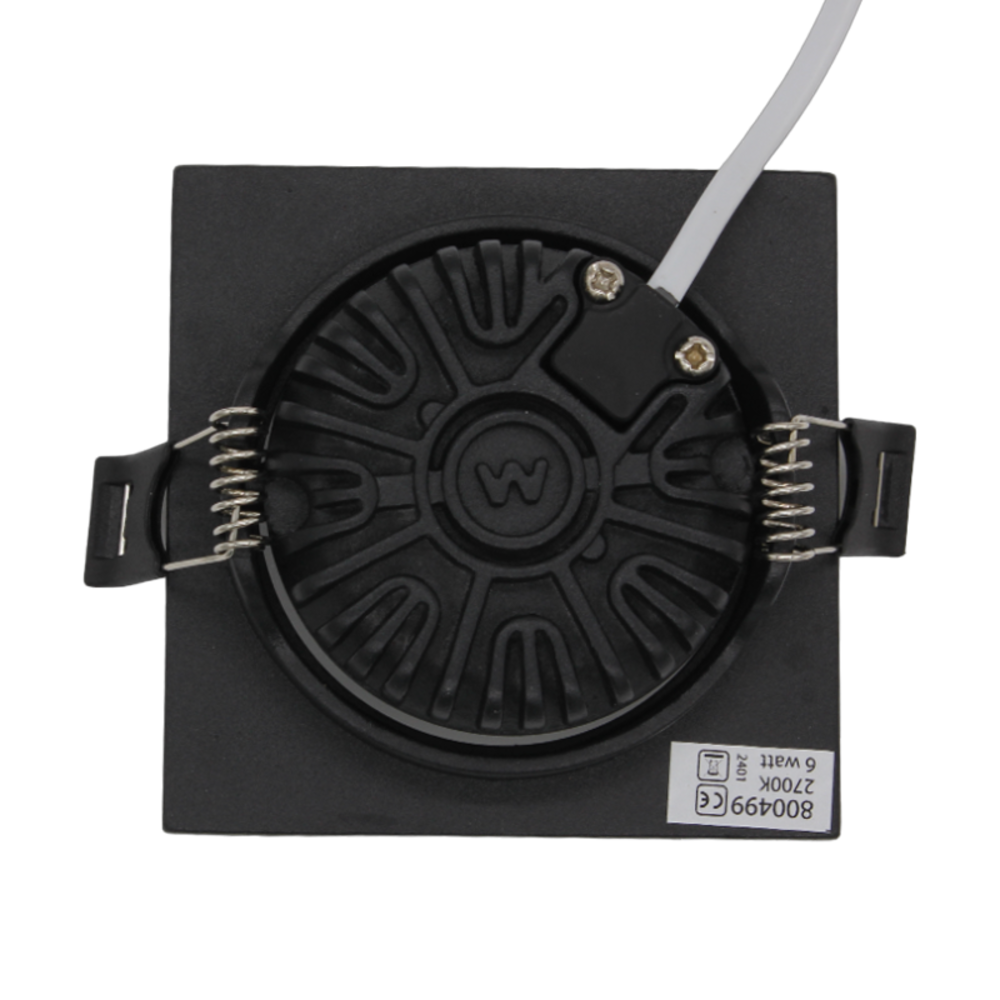 LCB LED Europe  LED inbouwspot vierkant zwart Dimbaar - 6W vervangt 50W - 2700K warm wit licht