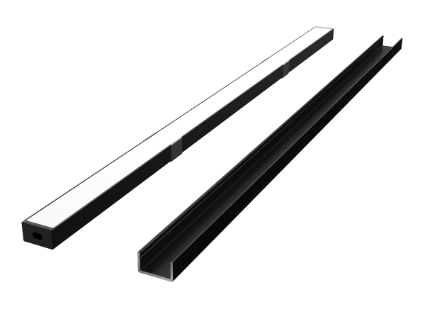 LED line verlichting - Betaalbare Professionele LED Oplossingen Aluminium profiel 10mm - L2000*B16*H9,5mm - Zwart + Matte omslag