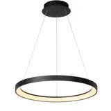 Lucide Dimbare LED Hanglamp - 580MM  Ringlamp VIDAL Zwart - 48W 2700K 927 Warm Wit  - 1-Lichts  |  TRIAC Dimbaar - 3 Jaar Garantie