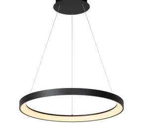 Lucide Dimbare LED Hanglamp - 580MM  Ringlamp VIDAL Zwart - 48W 2700K 927 Warm Wit  - 1-Lichts  |  TRIAC Dimbaar - 3 Jaar Garantie