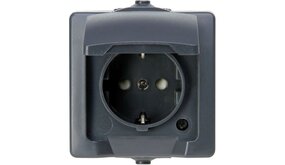 Kopp Wandcontactdoos 1V RA deksel IP44 antraciet Kopp Wandcontactdoos 1V RA deksel IP44 antraciet