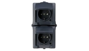 Kopp Wandcontactdoos 2V RA deksel IP44 vert. antraciet Kopp Wandcontactdoos 2V RA deksel IP44 vert. antraciet