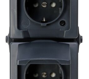 Kopp Wandcontactdoos 2V RA deksel IP44 vert. antraciet