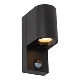 Lucide LED Wandlamp Beweging & Dag/ Nachtsensor - 170MM - Zwart Alu Downlight - ZARO Rond | IP65 - GU10 Fitting - 70MM Breed Lucide LED Wandlamp Beweging & Dag/ Nachtsensor - 170MM - Zwart Alu Downlight - ZARO Rond | IP65 - GU10 Fitting - 70MM Breed