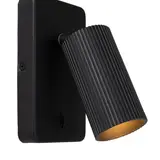 Lucide LED Wandlamp / Bedlamp GU10 - Richtbare Wandspot - CLUBS Geribbeld zwart | GU10 fitting - Aan / Uit schakelaar