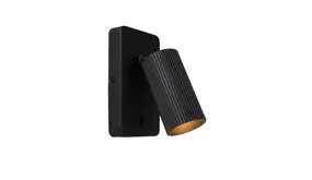 Lucide LED Wandlamp / Bedlamp GU10 - Richtbare Wandspot - CLUBS Geribbeld zwart | GU10 fitting - Aan / Uit schakelaar Lucide LED Wandlamp / Bedlamp GU10 - Richtbare Wandspot - CLUBS Geribbeld zwart | GU10 fitting - Aan / Uit schakelaar