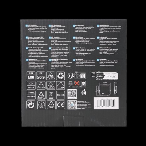 LCB LED LED Schijnwerper IP65 - Zwart Opaal -  30W 3300Lm - 6500K 865 - 300MM aansluitsnoer LCB LED LED Schijnwerper IP65 - Zwart Opaal -  30W 3300Lm - 6500K 865 - 300MM aansluitsnoer