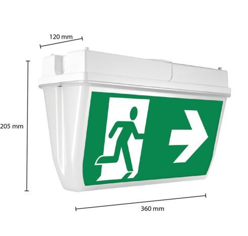 LCB LED Europe  LED Noodverlichting armatuur IP65 - 7W 150Lm - Plafond opbouw - 4.8V, 1800mAh NI-CD