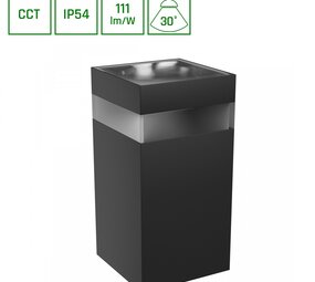 Spectrum voor de installateur LED Wandlamp buiten - Downlight - 9W  230V - CCT - IP54 -  Afmeting 99x78x156mm - Zwart