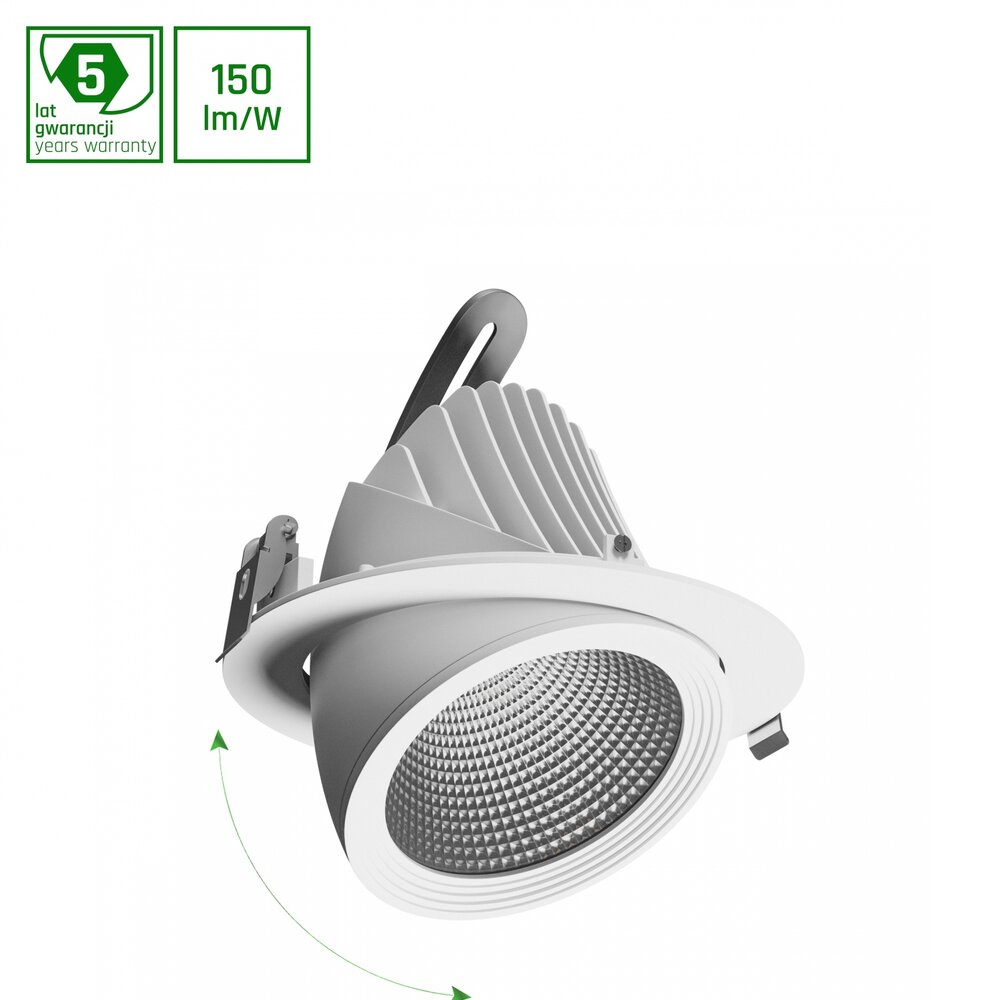 Spectrum voor de installateur: Betaalbare kwaliteit en veelzijdige LED-oplossingen LED Downlight banaanspot - Wit - SAL 2 - 10W 150Lm / W - 830 3000K - Kantelbaar - Zaagmaat 175mm - Buitenmaat 187mm