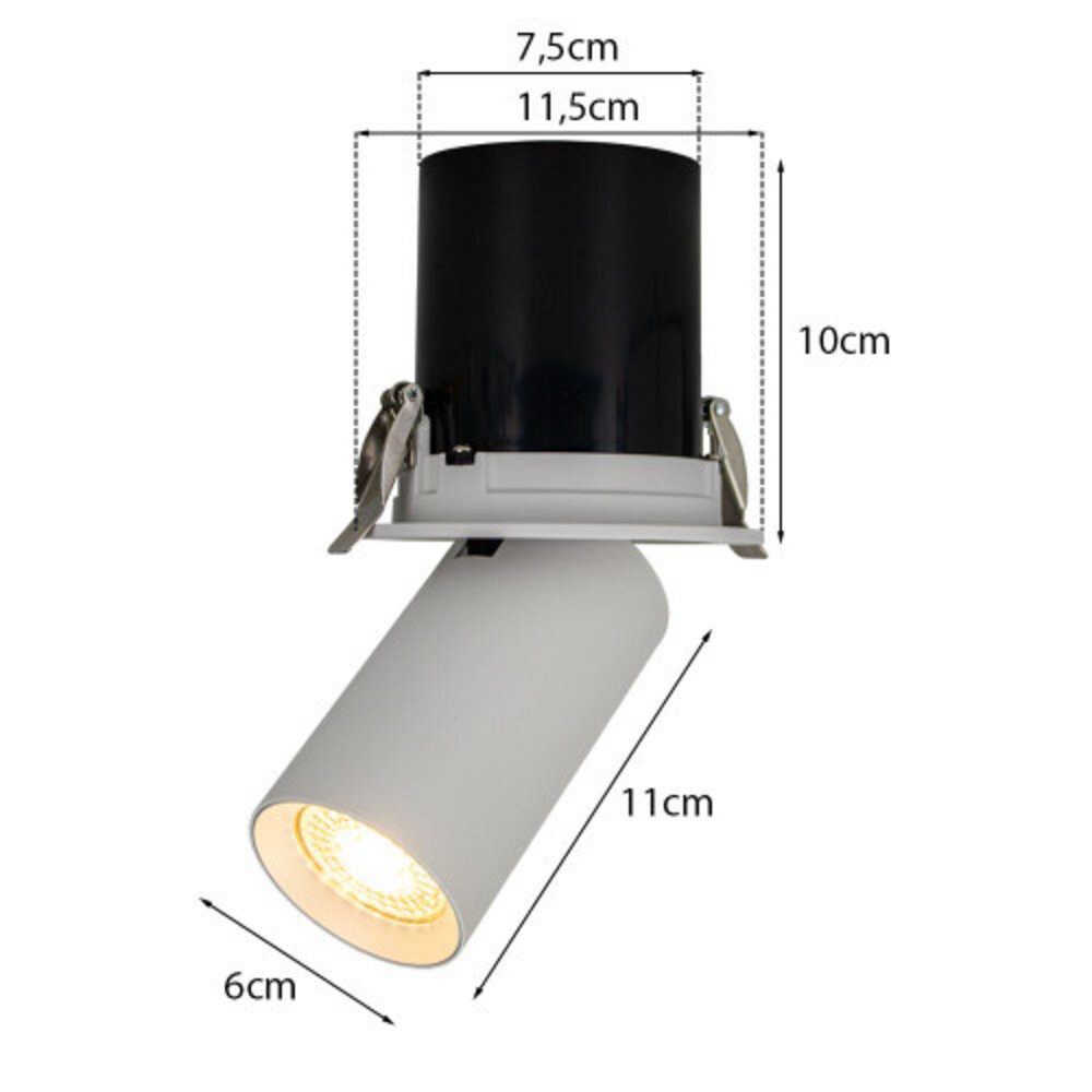 LCB LED LED Inbouw richtspot - Rond 115mm - GU10 Fitting - Wit  | Zaagmaat 75mm