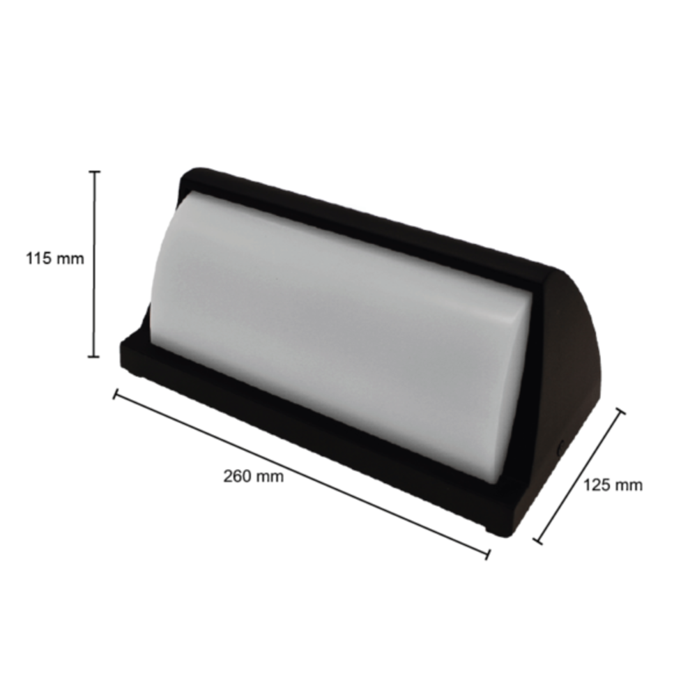 LCB LED Europe LED Wandlamp Bulkhead - Zwart - 3000K - 12W - 960l/m - IP54 LCB LED Europe LED Wandlamp Bulkhead - Zwart - 3000K - 12W - 960l/m - IP54
