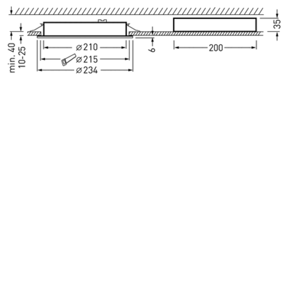 Trilux voor de professionele installateur LED Downlight 235mm - INPLANA - 9W 1000Lm - 830 Warm Wit  | Zaagmaat 215mm - IP54 - C07 CDP19