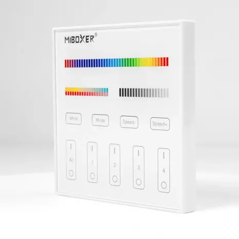 Mi-Light Miboxer LED Wandbedieningspaneel - DMX512 - Opbouw Wit | RF 2.4Ghz & DMX Serie - RGBCCT Lichtkleur bedienbaar en Dimbaar Mi-Light Miboxer LED Wandbedieningspaneel - DMX512 - Opbouw Wit | RF 2.4Ghz & DMX Serie - RGBCCT Lichtkleur bedienbaar en Dimbaar