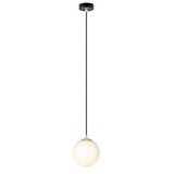 LCB LED LED Hanglamp Bol - 14CM -  Melk glas - E14 Fitting | 100CM - Mat Zwart / Goud 230v LCB LED LED Hanglamp Bol - 14CM -  Melk glas - E14 Fitting | 100CM - Mat Zwart / Goud 230v