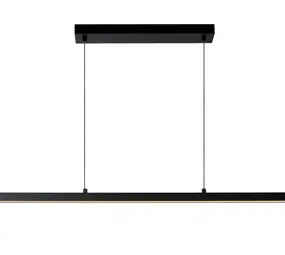 Lucide Dimbaar LED Pendelarmatuur 150cm - Sigma Matt Zwart - 38W 2100Lm - 2700K 827 Warm Wit  | TRIAC Dimbaar 23463/36/30