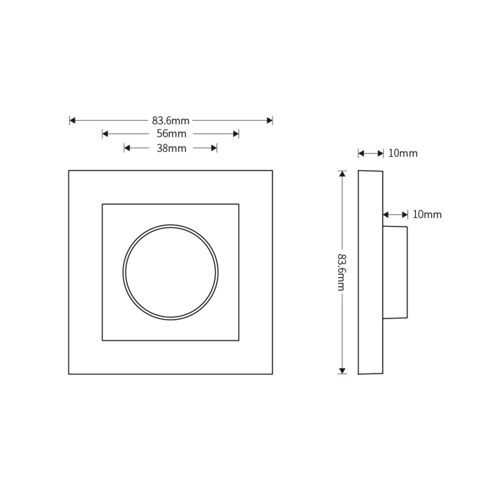 LCB LED Modern afdekraam / afdekplaat voor LED dimmer - Wit  RAL9003 | 83.6x83.6mm - Universeel LCB LED Modern afdekraam / afdekplaat voor LED dimmer - Wit  RAL9003 | 83.6x83.6mm - Universeel