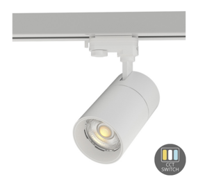LCB LED Europe  LED 3-Fase Railspot Dimbaar - Wit - 10W - 30W 950Lm - 2850Lm - CCT 927-930-940 Multi Lumen Switch | Triac Dimbaar - 5 Jaar garantie