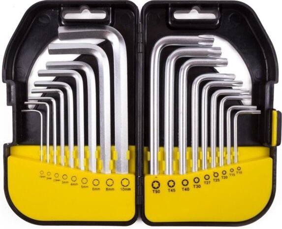 Inbus + torx sleutelset 18 dlg profi box