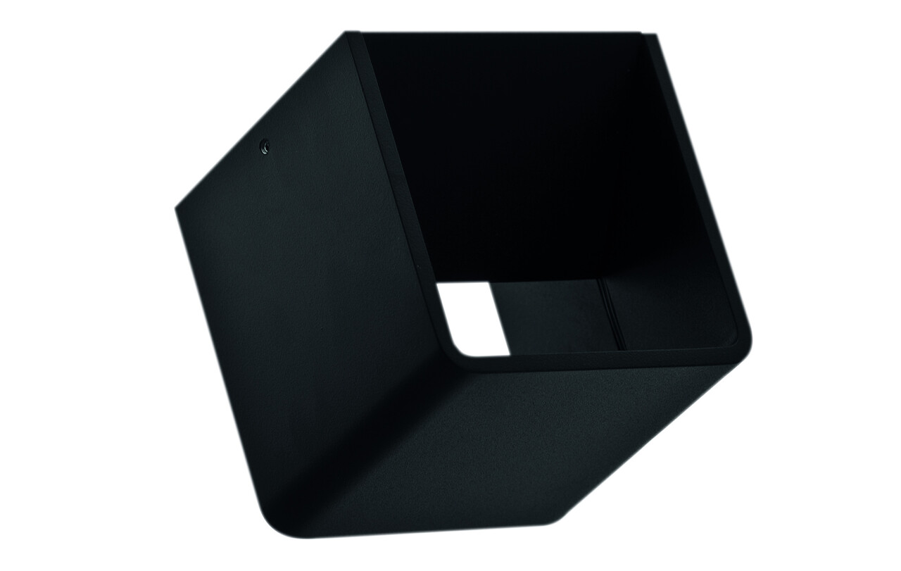 LCB LED Europe  LED Wandlamp Up Downlight - IP54 Zwart - BOXX  S 100MM - 6W 540Lm - 2700K 827 Warm wit |  100MM hoog  - 230v