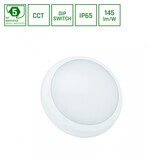 Spectrum voor de installateur LED Plafond/wand armatuur IP65 - Beweging en Daglicht Sensor -18W 1160Lm / 24W 3480Lm Dipswitch | 830-840-865 CCT Lichtkleur instelbaar | Stepdim Ø320mm - IK08