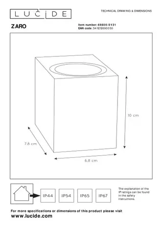 LED Wandlamp IP65 - Wit -  GU10 Fitting - 100MM Downlight Zaro |  68MM Breed - 230V LED Wandlamp IP65 - Wit -  GU10 Fitting - 100MM Downlight Zaro |  68MM Breed - 230V