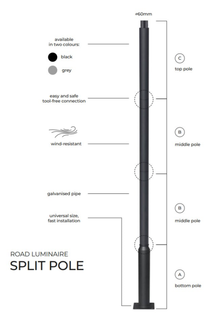 LED line Straatlantarenpaal - zwart - 4meter - kop Ø60mm LED line Straatlantarenpaal - zwart - 4meter - kop Ø60mm
