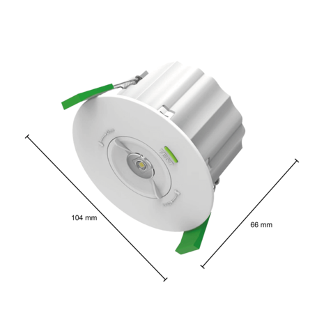 Ledvance Zakelijk: Professionele LED Verlichting & Armaturen LED Noodverlichting Inbouwspot - 1.3W 200Lm - Wit 104MM - 5700K 857 Daglicht | Zelftest functie -  Anti Paniek verlichting - Zaagmaat 95MM