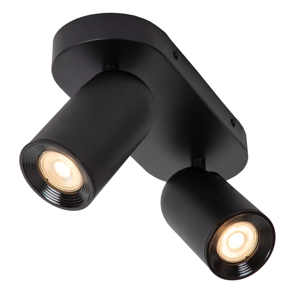 Lucide LED Plafondspot Dubbel - Punch Richtbaar - Zwart  Mat | 2x GU10 fitting - 230v