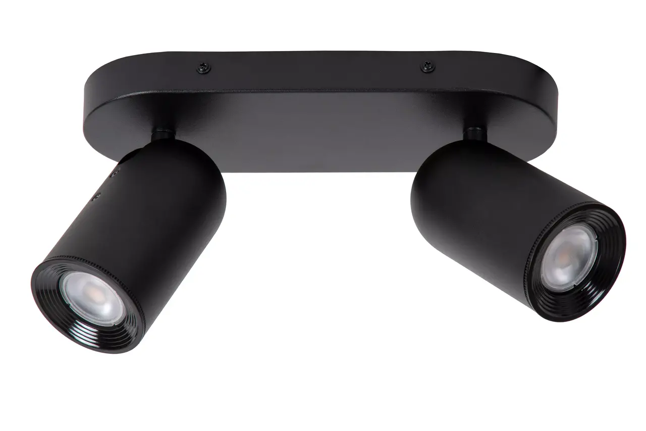 Lucide LED Plafondspot Dubbel - Punch Richtbaar - Zwart  Mat | 2x GU10 fitting - 230v