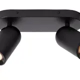 Lucide LED Plafondspot Dubbel - Punch Richtbaar - Zwart  Mat | 2x GU10 fitting - 230v